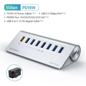 7-Port USB-C High-Speed Powered Hub - Thumbnail Image 1