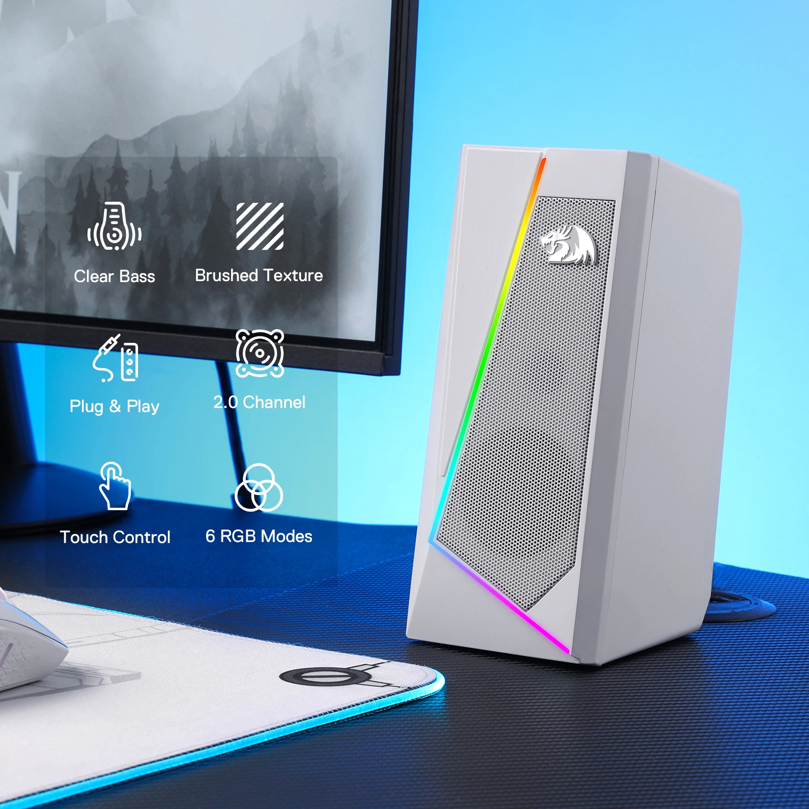 REDRAGON RGB Stereo Desktop Speakers - Image 3